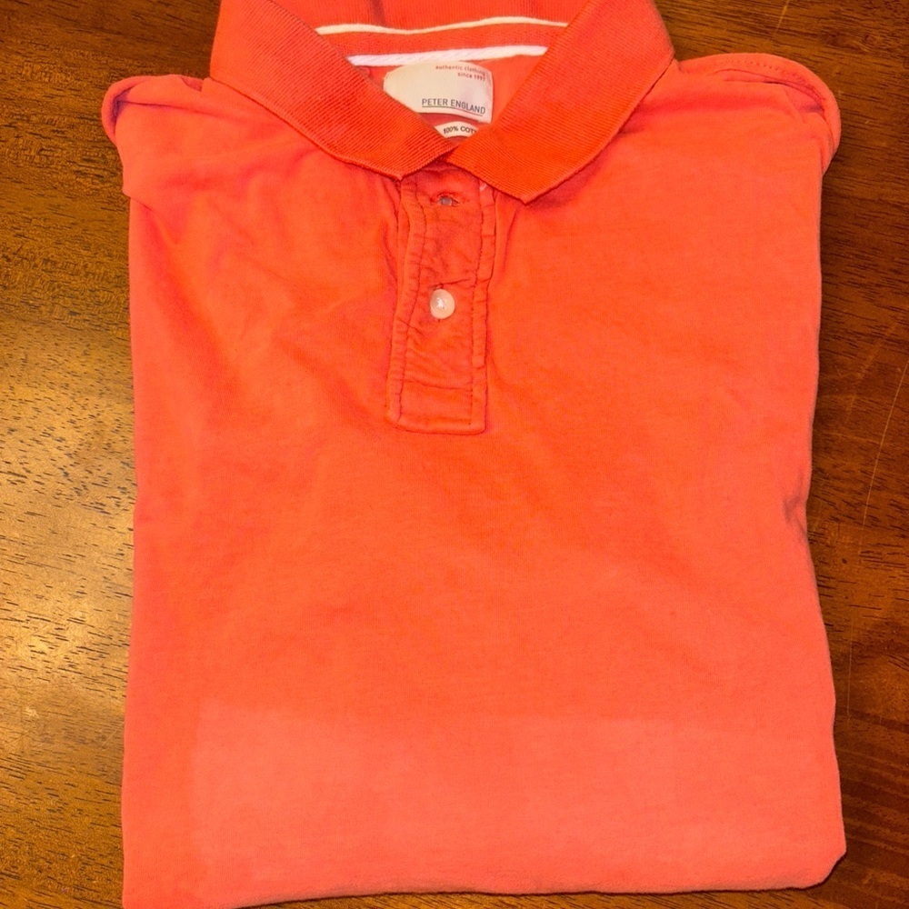 Peter England  Men's XL orange Polo golf Shirt